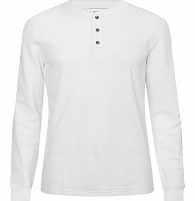White Long Sleeve Waffle Top, White BR54E04CWHT