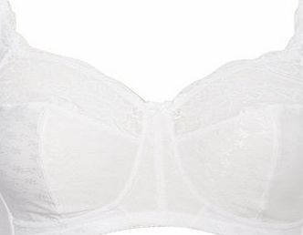 White Non-Wired Jacquard and Lace Total Support