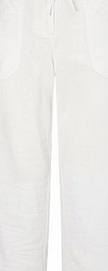 Bhs White Ruched Hem Linen Blend Crop Trouser, white