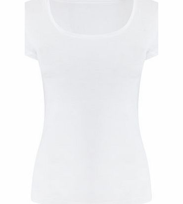 Bhs White Short Sleeve Scoop Neck Top, white