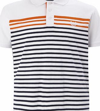 Bhs White Stripe Design Polo Shirt, White BR52J19GWHT