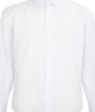 Bhs White Tailored Fit Diamond Texture Dress Shirt,