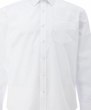 White Tailored Fit Point Collar Shirt, White
