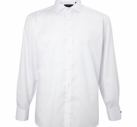 Bhs White Twill Cotton Cutaway Collar Shirt, White