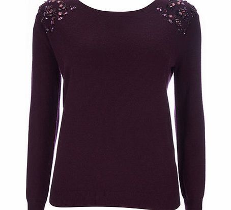 Bhs Wine Embellished Shoulder Jumper, white