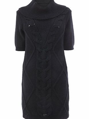Bhs Womens Black 1/2 Sleeve Cowl Dress, black