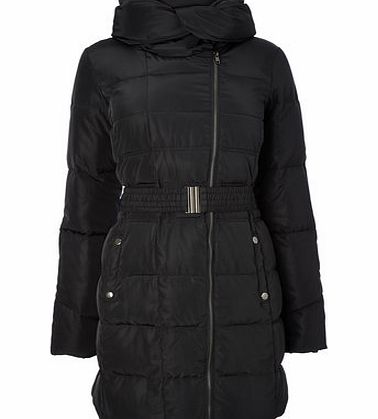Bhs Womens Black 3/4 Belted Puffer Coat, black