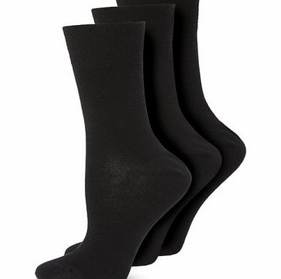 Bhs Womens Black 3 pack of Bamboo Ankle High Socks,
