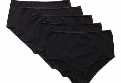 Bhs Womens Black 5 Pack Plain Full Brief Knickers,