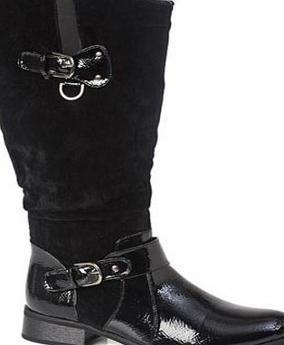 Bhs Womens Black Classic Patent Long Riding Boots,
