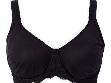 Bhs Womens Black Cotton Moulded Lace Wing Voluptuous