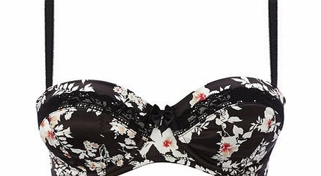 Bhs Womens Black Floral Print Balcony Bra, black