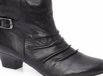 Bhs Womens Black Leather Lotus Barren Ankle Boot,