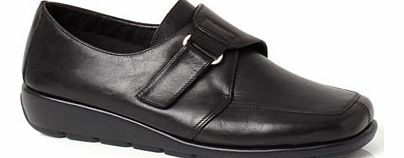 Bhs Womens Black Leather TLC Wide Fit Velcro Casual