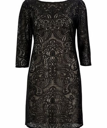 Bhs Womens Black Placement Lace Dress, black