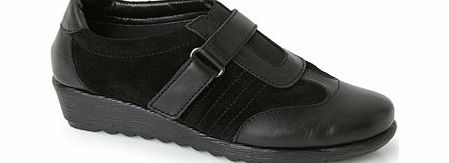 Bhs Womens Black TLC Suede and Leather Velcro Shoes,