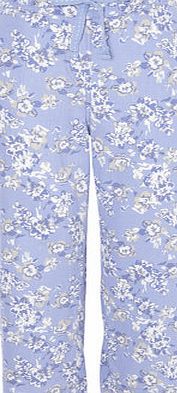 Bhs Womens Blue Floral Print Linen Blend Crop