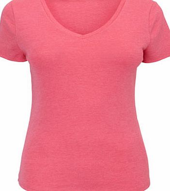 Bhs Womens Bright Pink Short Sleeve V Neck Top,