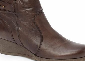 Bhs Womens Brown Leather Lotus Shard Ankle Boot,