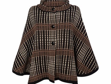 Bhs Womens Brown Reverse Check Cape, brown 6605960481