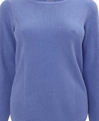 Bhs Womens Cornflower Zip Back Jumper, cornflower