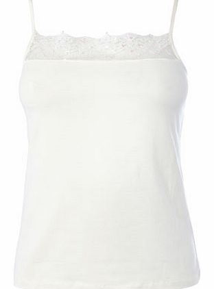 Womens Cream Sequin Lace Vest, cream 4800640004
