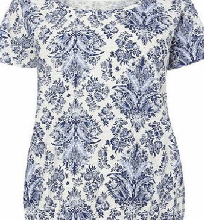 Bhs Womens Cream Short Sleeve Floral Bubble Top,