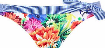 Bhs Womens Floral Stripe Bikini Bottoms, white/multi