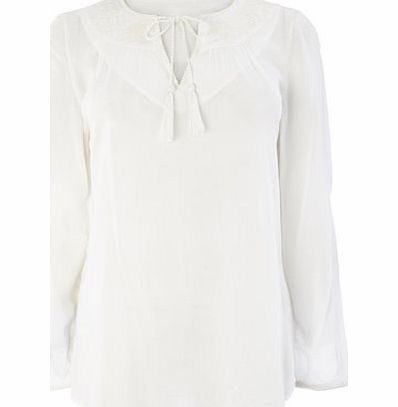 Bhs Womens Ivory Embrodiered Top, ivory 3391330904