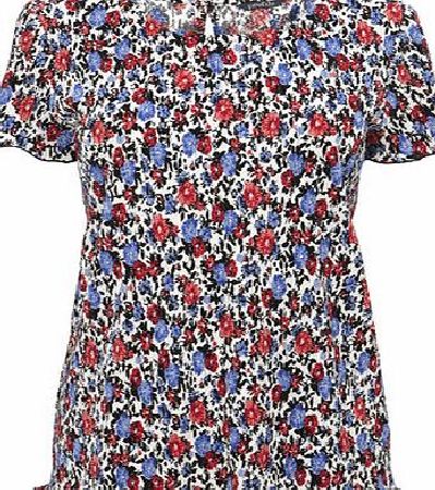 Bhs Womens Ivory Floral Plisse Top, ivory 18940450904