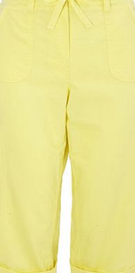 Bhs Womens Lemon Cotton Crop Trousers, lemon