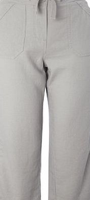 Bhs Womens Light Grey Linen Blend Crop Trousers,