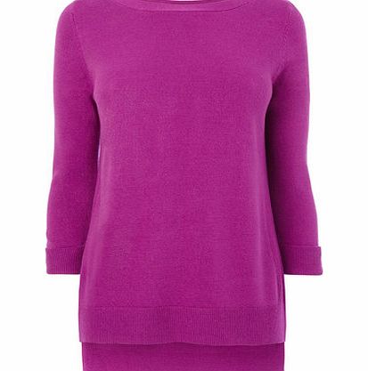 Bhs Womens Magenta Supersoft Stepback Hem Jumper,
