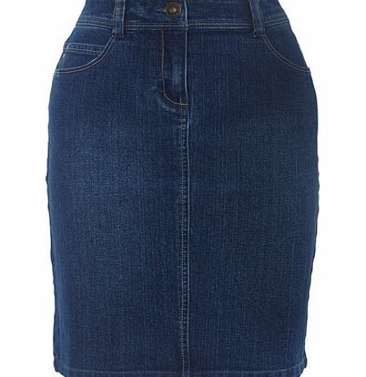 Womens Mid Stonewash Petite Denim Skirt, mid