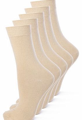 Womens Natural 5 Pack Ankle Socks, natural