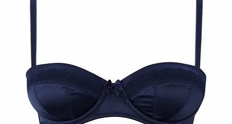 Bhs Womens Navy Satin Underwired Bra, navy 2303730249