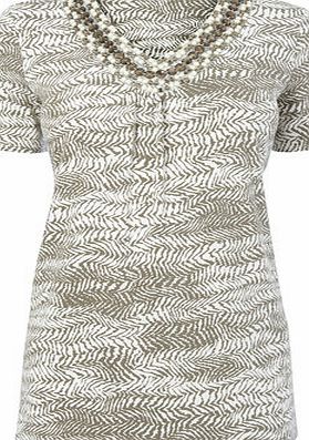 Bhs Womens Neutral Embellished Printed Jersey Top,