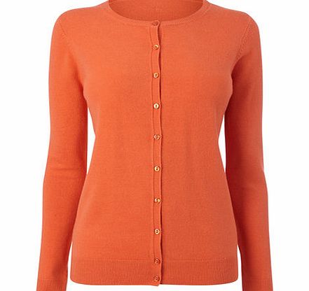 Bhs Womens Orange Supersoft Crew Cardigan, orange