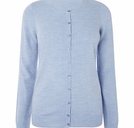Bhs Womens Pale Blue Supersoft Crew Cardigan, pale