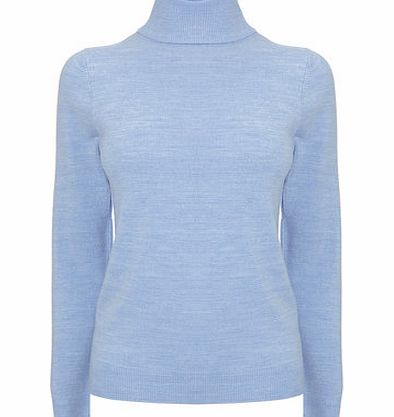 Womens Pale Blue Supersoft Roll Neck Jumper,