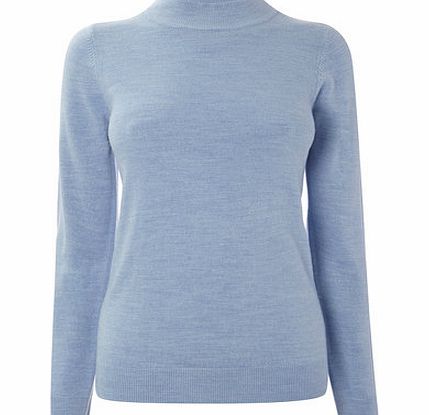 Bhs Womens Pale Blue Supersoft Turtle Neck Jumper,