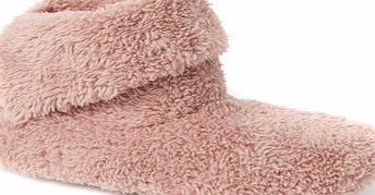Bhs Womens Pale Pink Fluffy Slipper Booties, pale