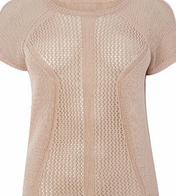 Bhs Womens Pale Pink Short Sleeve Corded Jumper,