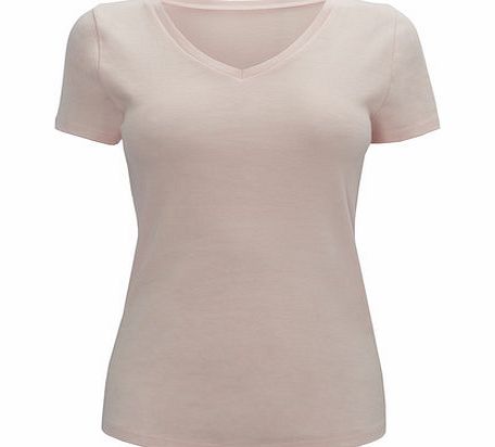 Bhs Womens Pale pink Short Sleeve V Neck Top, pale