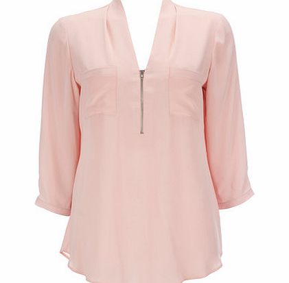 Bhs Womens Pastel Pink Zip Detail Shirt, pale pink
