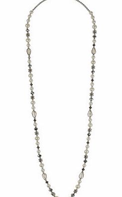 Bhs Womens Pearl And Facet Bead Long Necklace, cream