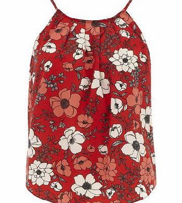 Bhs Womens Petite Floral High Neck Cami, red