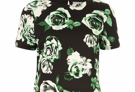 Bhs Womens Petite Floral Scuba Tee, green 19122669533