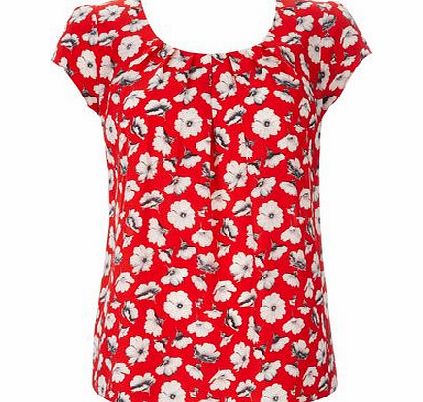 Bhs Womens Petite Red Pansy Shell Top, red 12028523874
