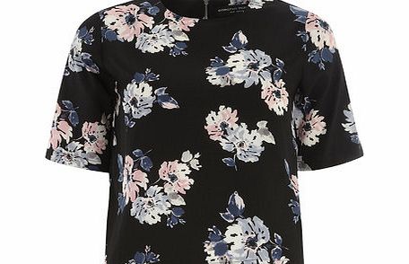 Bhs Womens Pink and Blue Floral Tee, pink 19124820528